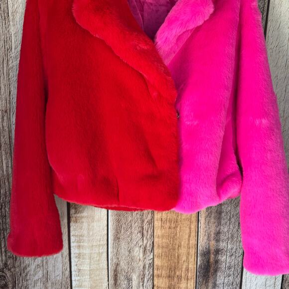 If By sea Jacket Anthropologie Jacket Faux Fun Colorblock Red Pink Small Boho - Picture 4 of 11